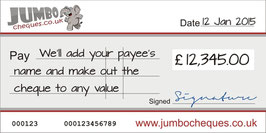 Custom Design Jumbo Cheque