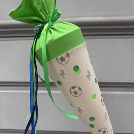 Schultüte Fußball (neongrün/tannengrün/grünGlitzerblitze silber)