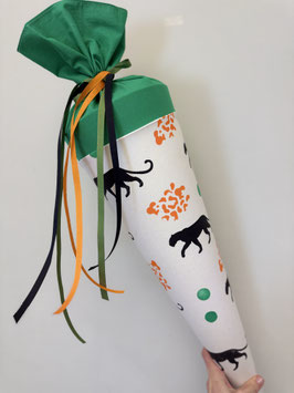 Schultüte Leopard/Leopardenflecken (grün/schwarz/orange)