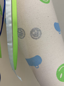 Schultüte Skateboard/Smiley (petrol/hellblau/neongrün/Glitzersmileys silber)