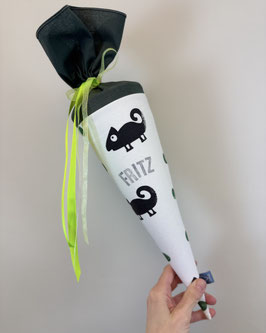 Schultüte Fritz Chamäleon 30cm (tannengrün/schwarz)