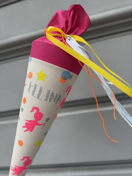 Sale Schultüte Fee silber ELLINA (neonpink/mehrfarbig)