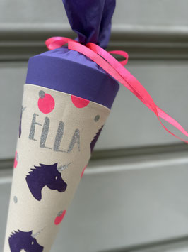 Sale Schultüte Einhornkopf silber ELLA (lila/neonpink)