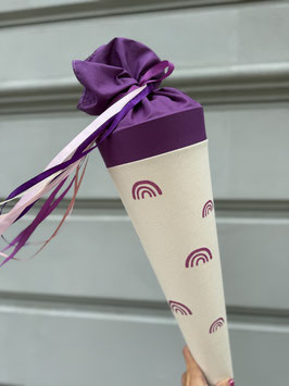 Schultüte Regenbogen violett Glitzer