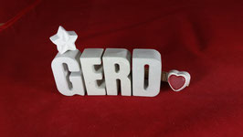 Beton, Steinguss Buchstaben 3D Deko Namen GERD als Geschenk verpackt!