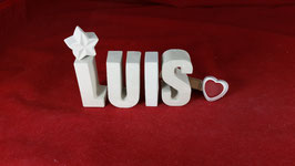 Beton, Steinguss Buchstaben 3D Deko Namen LUIS als Geschenk verpackt!