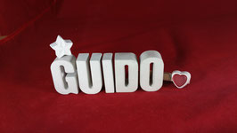 Beton, Steinguss Buchstaben 3D Deko Namen GUIDO als Geschenk verpackt!