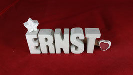 Beton, Steinguss Buchstaben 3D Deko Namen ERNST als Geschenk verpackt!