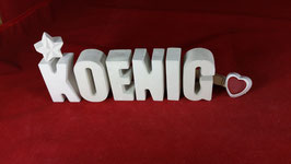 Beton, Steinguss Buchstaben 3D Deko Stern Namen KOENIG als Geschenk verpackt!