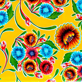 Wachstuch-Meterware FLORAL Gelb