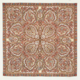 89x89cm Wolle mit Fransen Russisches Tuch "Russisches Gold" Manufaktur Pavlov Posad, Artikel 529-8