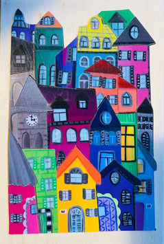 Petit puzzle le village en couleur