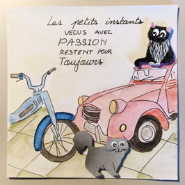 LES 2 CHATS ET LA 2CV
