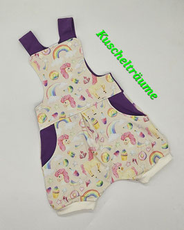 kurze Latzhose EINHORN lila 86 / 92
