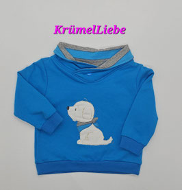 Pullover türkisblau HUND mit Halstuch 80