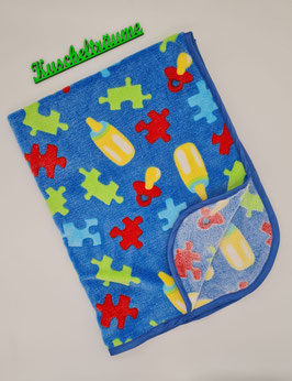 große Kuscheldecke PUZZEL blau