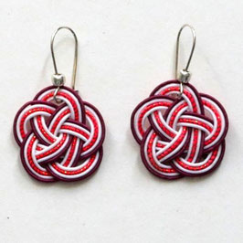 Boucles d'oreilles en Mizuhiki 4 cordelettes monture argent 925 n°3
