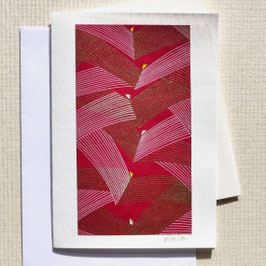 Carte de voeux grandes ailes d'oiseaux rouges, support blanc