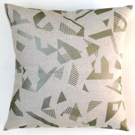 Housse de coussin beige géométrique