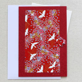 Carte de voeux vol de grues et petit origami n°3