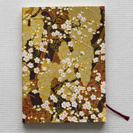 Carnet fleurs de cerisiers, fond or