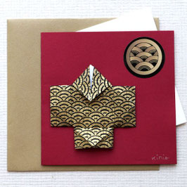 Carte double origami Yakko San noir et or