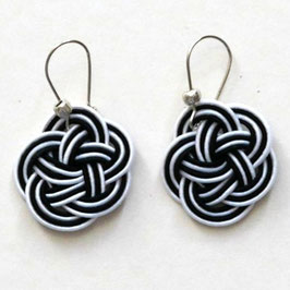 Boucles d'oreilles Mizuhiki 4 cordelettes monture argent 925 n°1