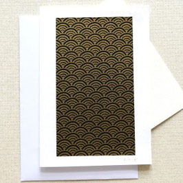Carte de voeux vagues noires et or n°1 fond blanc