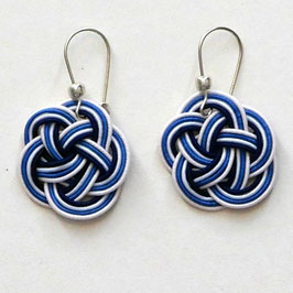 Boucles d'oreilles en Mizuhiki 4 cordelettes monture argent 925 n°5