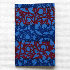 Carnet de poche arabesques bleues et rouges
