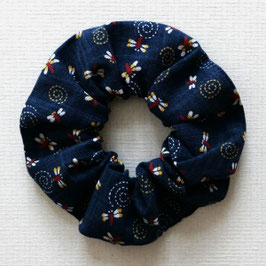 Chouchou bleu indigo et libellules