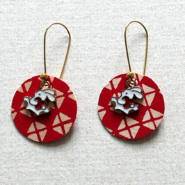 Boucles d'oreilles katazome n°5 avec lapin