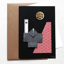 Grande carte double origami Samourai n°1