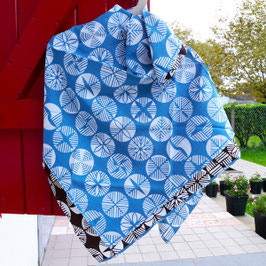 Furoshiki Musubi réversible: bleu lagon et chocolat 104 cm/104 cm