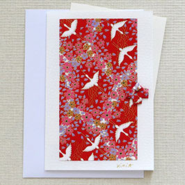 Carte de voeux vol de grues et petit origami n°2