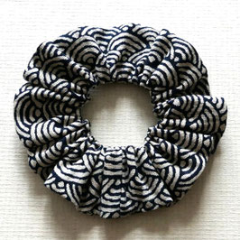 Chouchou vagues bleu indigo