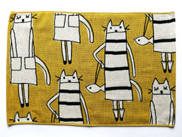 Set de table ou essuie mains Cat in NY jaune