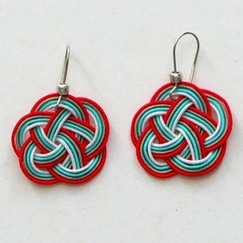 Boucles d'oreilles Mizuhiki 4 cordelettes montées sur argent 925 n°10