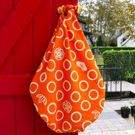 Furoshiki réversible cercles, orange et jaune 115 cm/115 cm