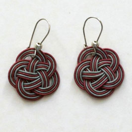 Boucles d'oreilles en Mizuhiki 4 cordelettes, monture argent 925 n°4