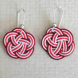 Boucles d'oreilles en Mizuhiki 4 cordelettes monture argent 925 n°3
