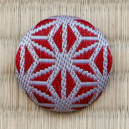 Broche Asanoha rouge et blanc argent