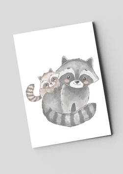 Postkarte "Zwei Waschbären"