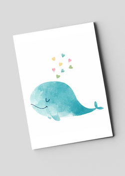 Postkarte "Wal mit Herzen"