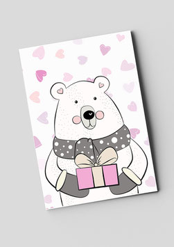 Postkarte "Eisbär mit Geschenk"