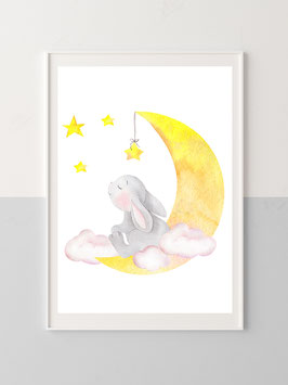 Kinderzimmerbild "Gute Nacht kleiner Hase"
