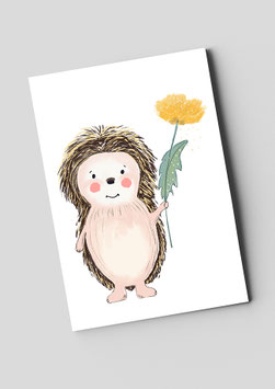 Postkarte "Igel mit Blume"