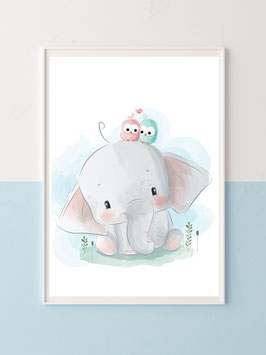 Kinderzimmerbild "Elefant mit seinen Freunden"