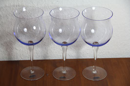 3er Set mundgeblasene Gläser Weingläser blau