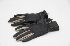 alte Damenhandschuhe Leder schwarz creme vintage DDR? Winterhandschuhe